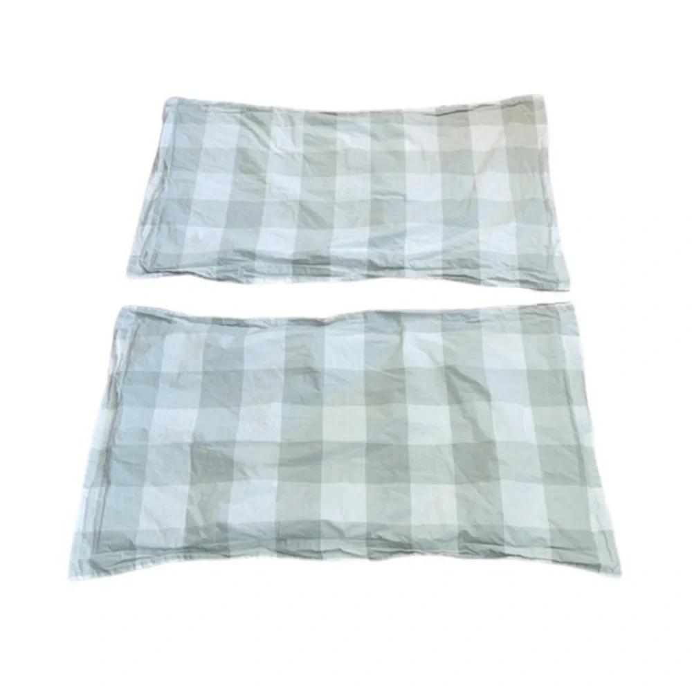 Set of 2 Ballard Designs Gwenyth Buffalo Check Green King Pillow‎ Covers Shams